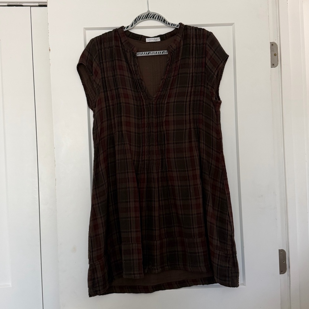 Free People Brown Plaid Dress